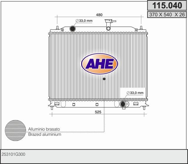 AHE 115.040 Радіатор охолодження двигуна 115040: Купити в Україні - Добра ціна на EXIST.UA!