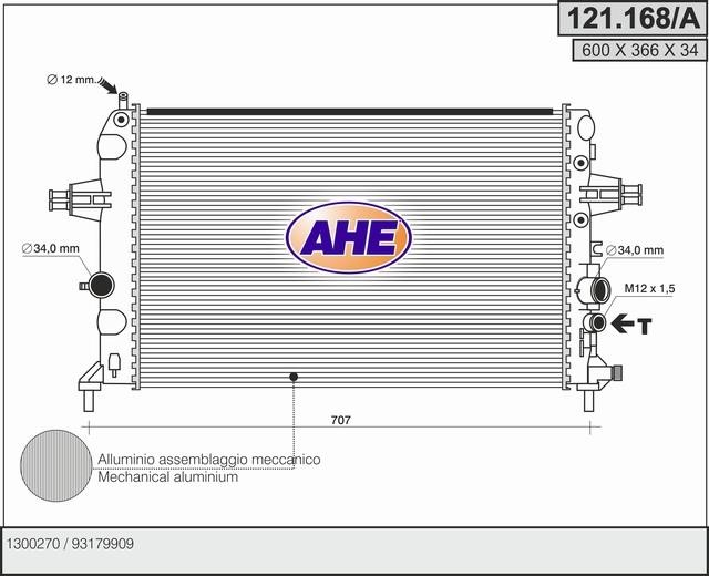 AHE 121.168/A Радіатор охолодження двигуна 121168A: Купити в Україні - Добра ціна на EXIST.UA!