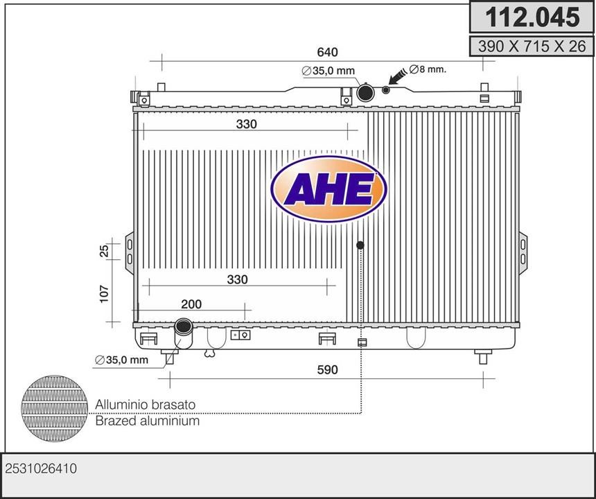 AHE 112.045 Радіатор охолодження двигуна 112045: Купити в Україні - Добра ціна на EXIST.UA!