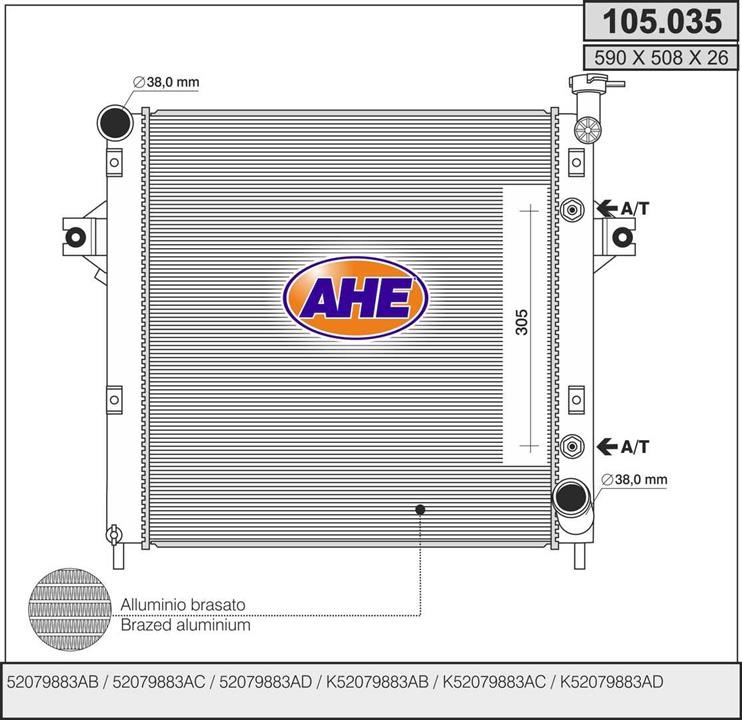 AHE 105.035 Радіатор охолодження двигуна 105035: Купити в Україні - Добра ціна на EXIST.UA!