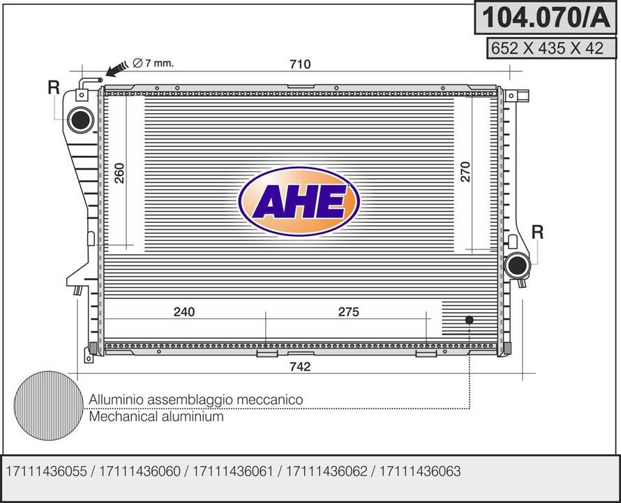 AHE 104.070/A Радіатор охолодження двигуна 104070A: Купити в Україні - Добра ціна на EXIST.UA!