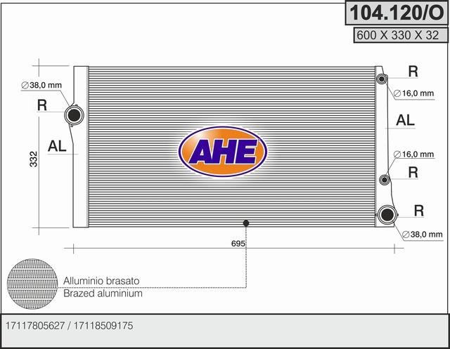 AHE 104.120/O Радіатор охолодження двигуна 104120O: Купити в Україні - Добра ціна на EXIST.UA!