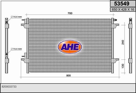 AHE 53549 Радіатор кондиціонера (Конденсатор) 53549: Купити в Україні - Добра ціна на EXIST.UA!