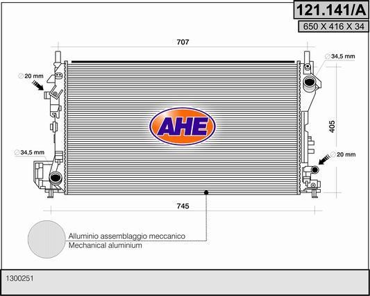 AHE 121.141/A Радіатор охолодження двигуна 121141A: Купити в Україні - Добра ціна на EXIST.UA!
