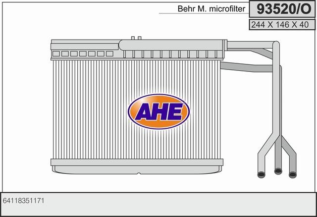 AHE 93520/O Радіатор опалювача салону 93520O: Купити в Україні - Добра ціна на EXIST.UA!
