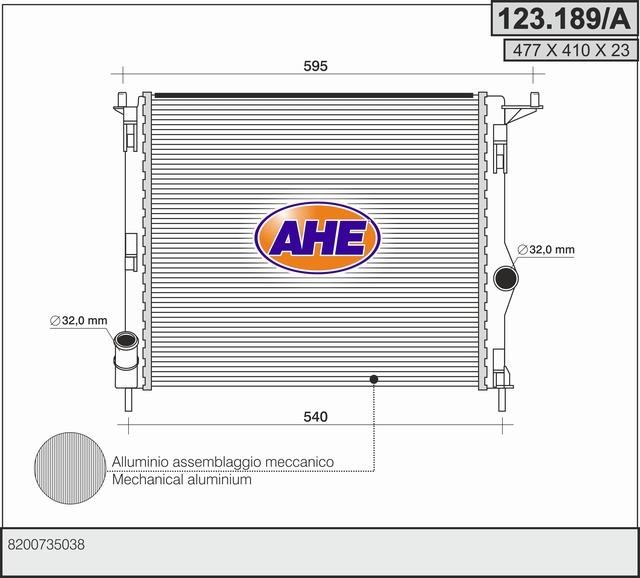 AHE 123.189/A Радіатор охолодження двигуна 123189A: Купити в Україні - Добра ціна на EXIST.UA!