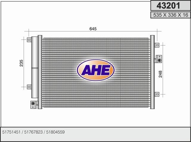 AHE 43201 Радіатор кондиціонера (Конденсатор) 43201: Купити в Україні - Добра ціна на EXIST.UA!