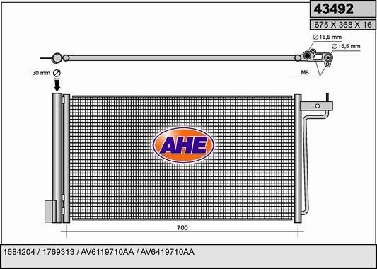 AHE 43492 Радіатор кондиціонера (Конденсатор) 43492: Купити в Україні - Добра ціна на EXIST.UA!