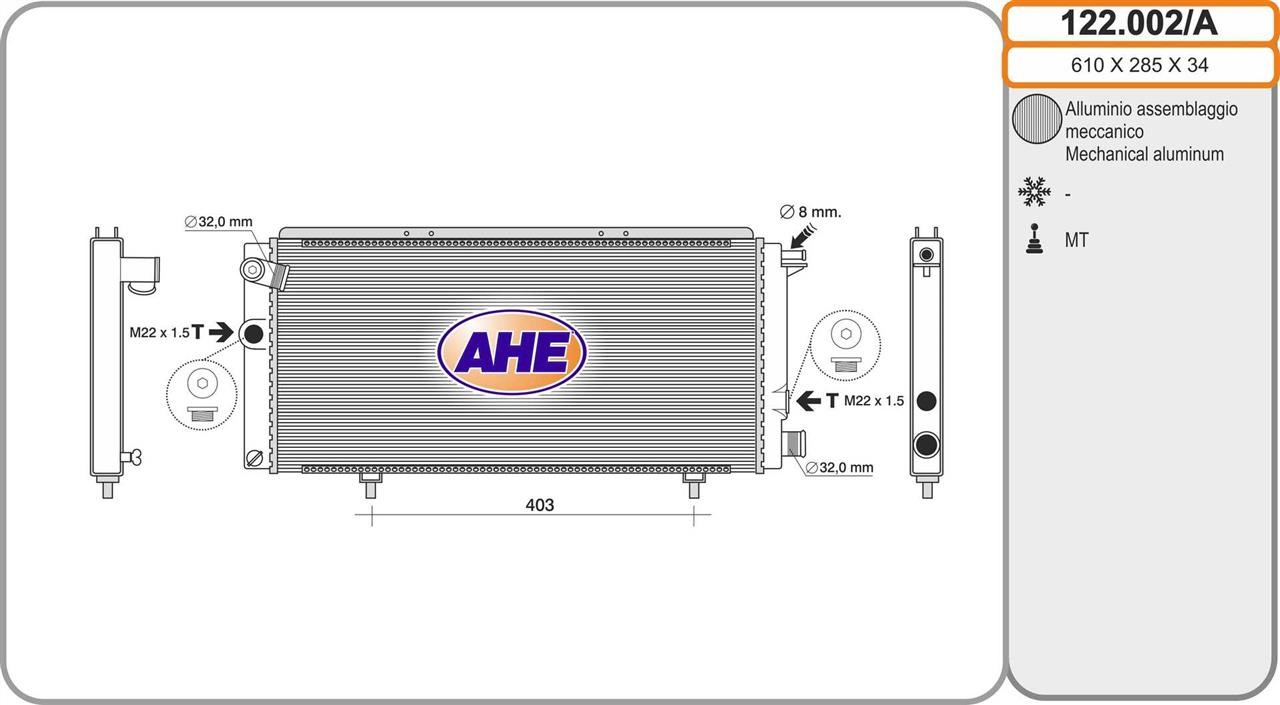AHE 122.002/A Радіатор охолодження двигуна 122002A: Купити в Україні - Добра ціна на EXIST.UA!