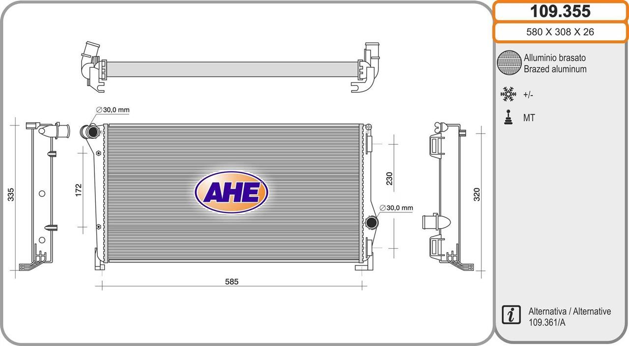 AHE 109.355 Радіатор охолодження двигуна 109355: Купити в Україні - Добра ціна на EXIST.UA!