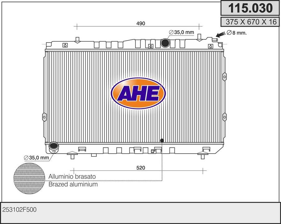 AHE 115.030 Радіатор охолодження двигуна 115030: Купити в Україні - Добра ціна на EXIST.UA!
