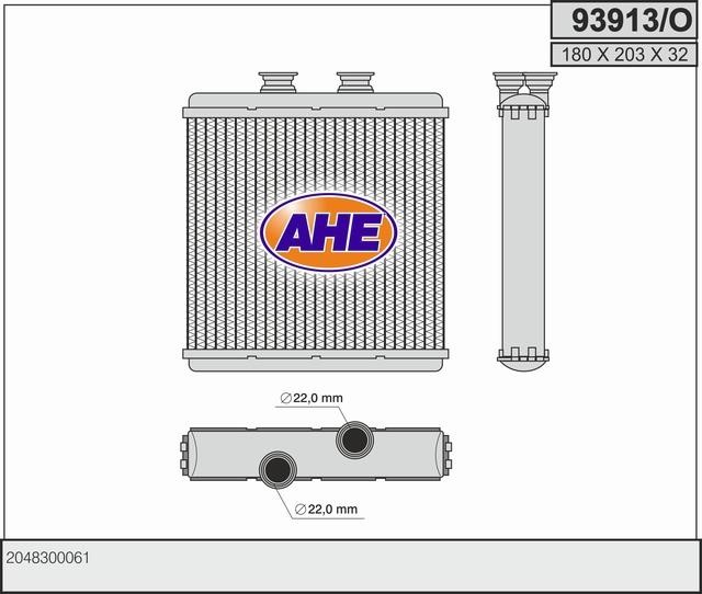 AHE 93913/O Радіатор опалювача салону 93913O: Купити в Україні - Добра ціна на EXIST.UA!