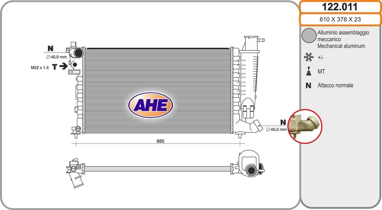 AHE 122.011 Радіатор охолодження двигуна 122011: Купити в Україні - Добра ціна на EXIST.UA!