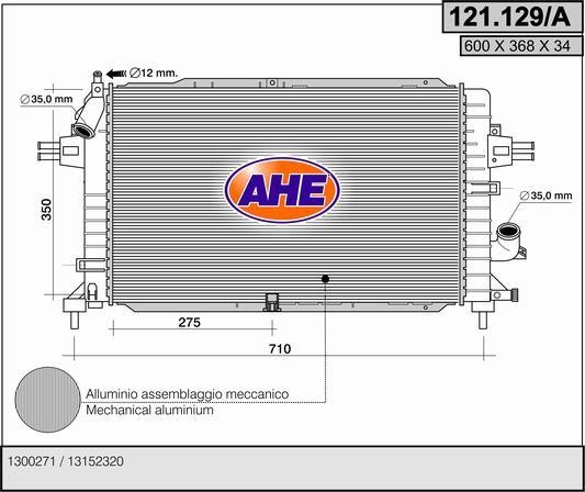 AHE 121.129/A Радіатор охолодження двигуна 121129A: Купити в Україні - Добра ціна на EXIST.UA!