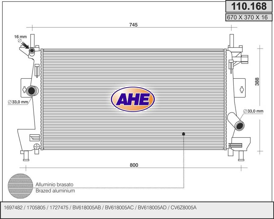 AHE 110.168 Радіатор охолодження двигуна 110168: Купити в Україні - Добра ціна на EXIST.UA!