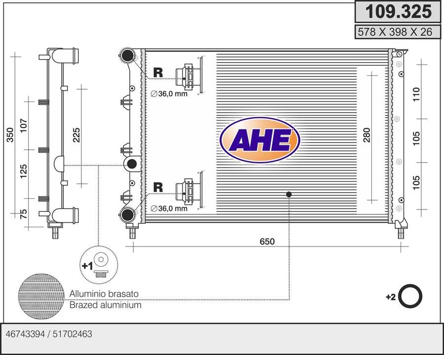 AHE 109.325 Радіатор охолодження двигуна 109325: Купити в Україні - Добра ціна на EXIST.UA!