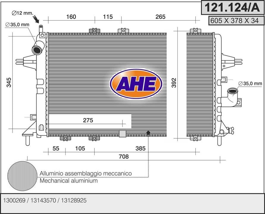 AHE 121.124/A Радіатор охолодження двигуна 121124A: Купити в Україні - Добра ціна на EXIST.UA!