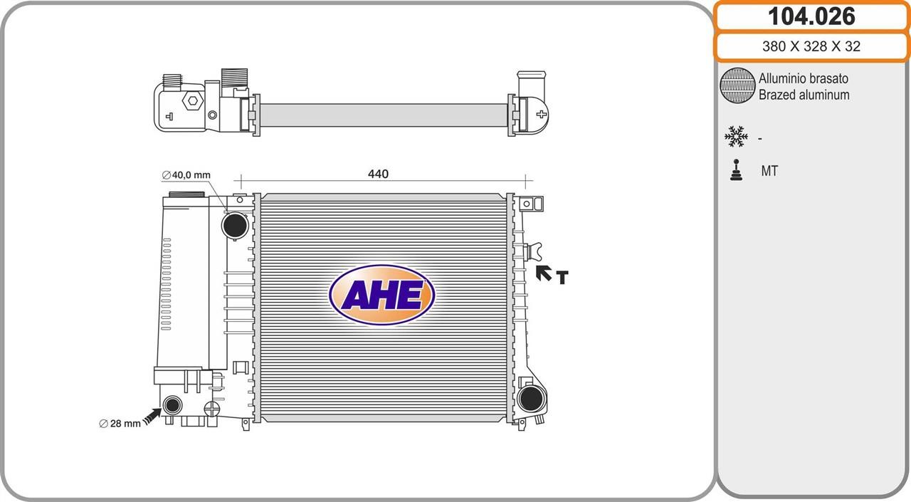 AHE 104.026 Радіатор охолодження двигуна 104026: Купити в Україні - Добра ціна на EXIST.UA!