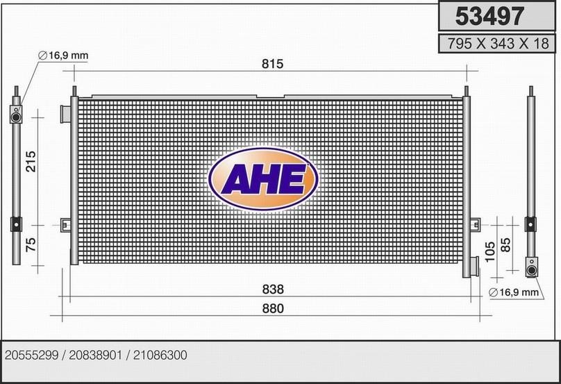 AHE 53497 Радіатор кондиціонера (Конденсатор) 53497: Купити в Україні - Добра ціна на EXIST.UA!
