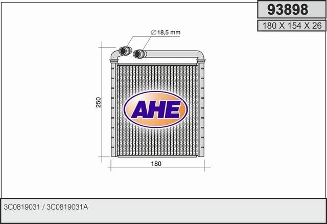 AHE 93898 Радіатор опалювача салону 93898: Приваблива ціна - Купити в Україні на EXIST.UA!