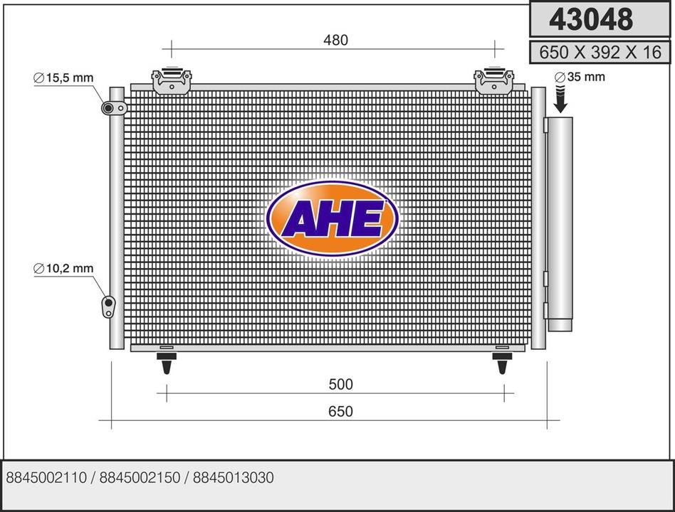 AHE 43048 Радіатор кондиціонера (Конденсатор) 43048: Купити в Україні - Добра ціна на EXIST.UA!