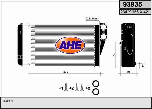 AHE 93935 Радіатор опалювача салону 93935: Приваблива ціна - Купити в Україні на EXIST.UA!