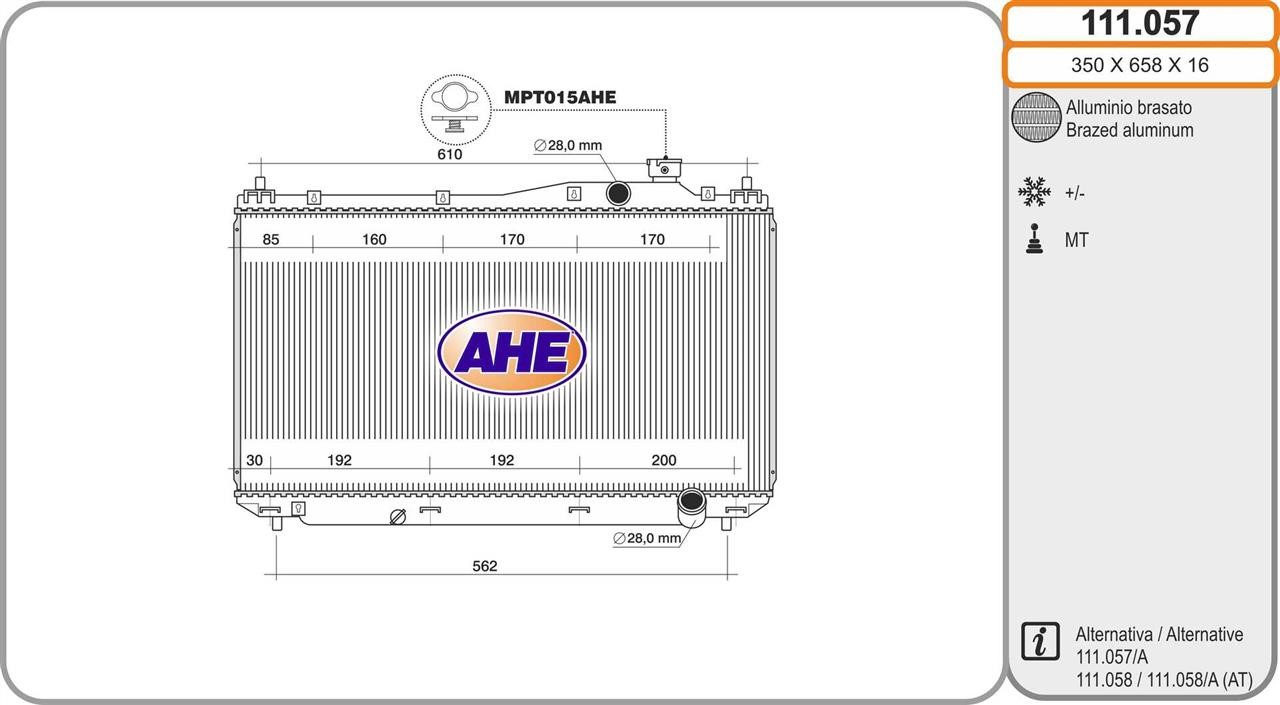 AHE 111.057 Радіатор охолодження двигуна 111057: Купити в Україні - Добра ціна на EXIST.UA!