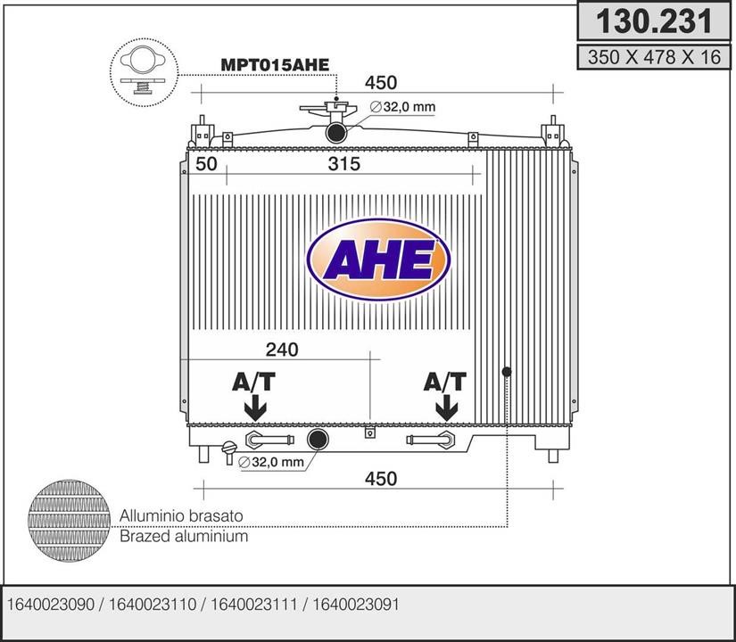 AHE 130.231 Радіатор охолодження двигуна 130231: Купити в Україні - Добра ціна на EXIST.UA!