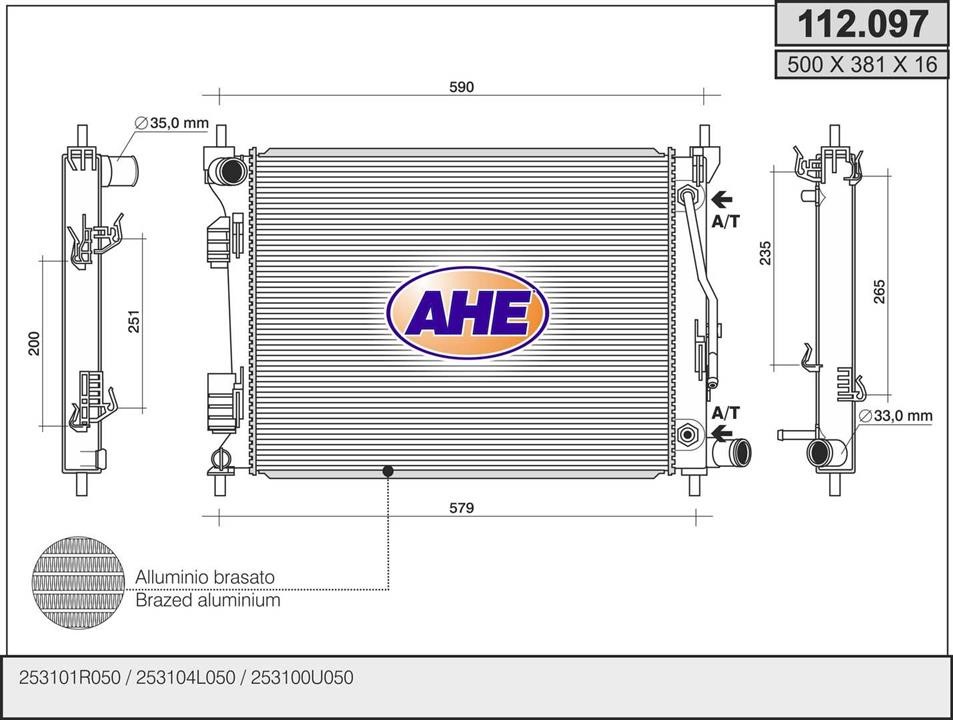 AHE 112.097 Радіатор охолодження двигуна 112097: Купити в Україні - Добра ціна на EXIST.UA!
