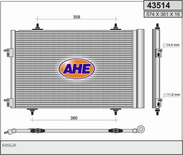 AHE 43514 Радіатор кондиціонера (Конденсатор) 43514: Купити в Україні - Добра ціна на EXIST.UA!