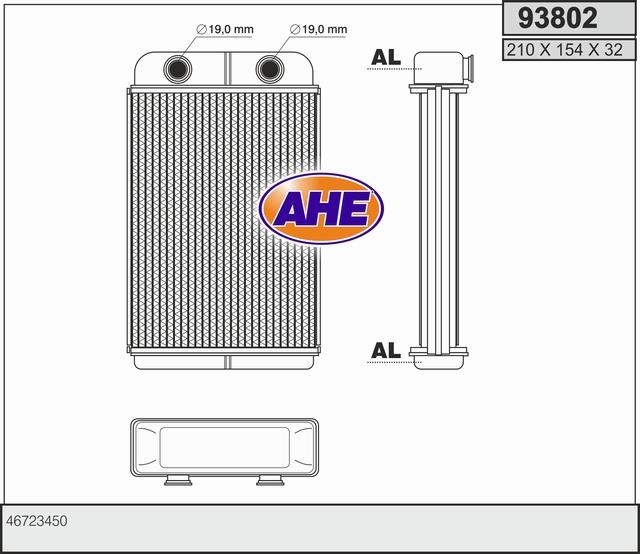 AHE 93802 Радіатор опалювача салону 93802: Купити в Україні - Добра ціна на EXIST.UA!