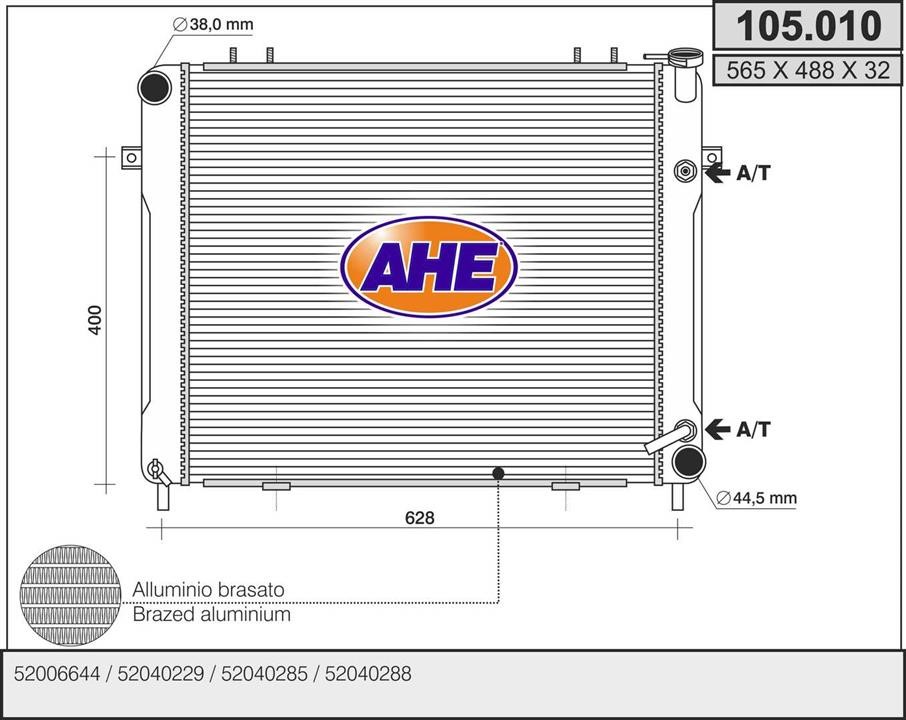 AHE 105.010 Радіатор охолодження двигуна 105010: Купити в Україні - Добра ціна на EXIST.UA!