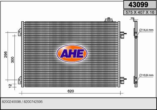 AHE 43099 Радіатор кондиціонера (Конденсатор) 43099: Приваблива ціна - Купити в Україні на EXIST.UA!
