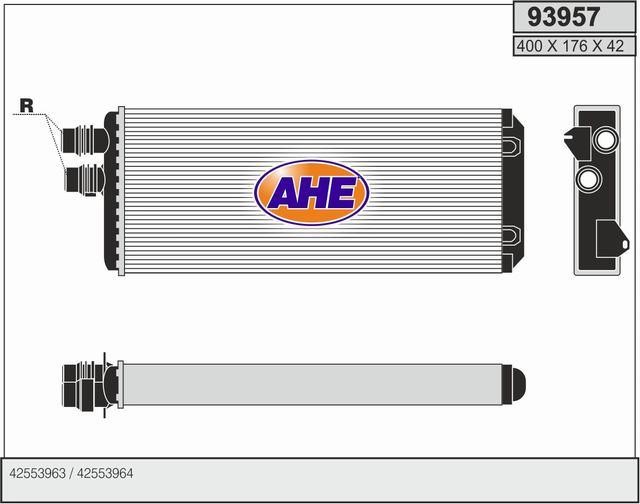 AHE 93957 Радіатор опалювача салону 93957: Приваблива ціна - Купити в Україні на EXIST.UA!