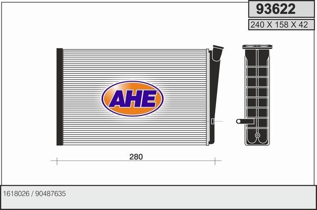 AHE 93622 Радіатор опалювача салону 93622: Купити в Україні - Добра ціна на EXIST.UA!