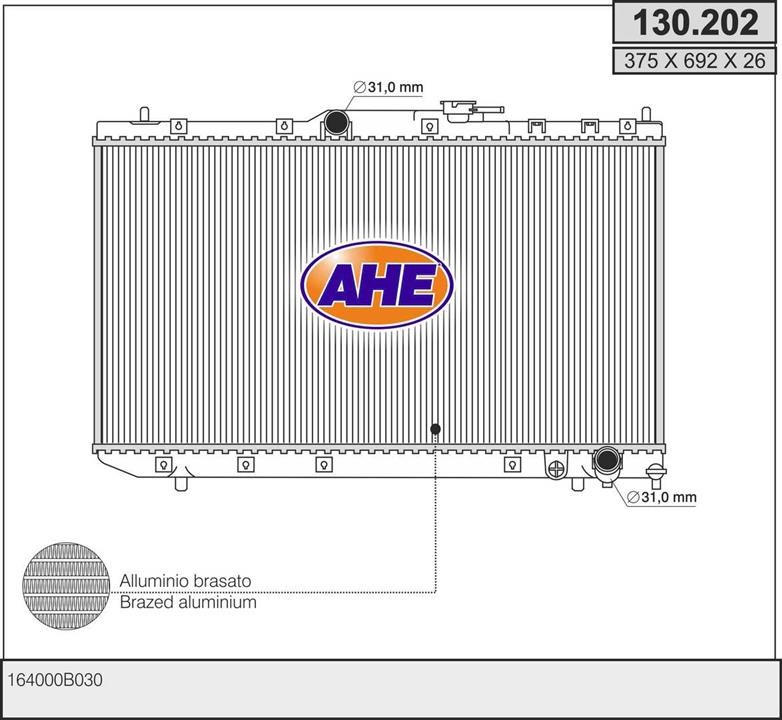 AHE 130.202 Радіатор охолодження двигуна 130202: Приваблива ціна - Купити в Україні на EXIST.UA!