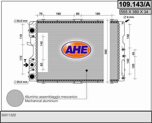 AHE 109.143/A Радіатор охолодження двигуна 109143A: Купити в Україні - Добра ціна на EXIST.UA!
