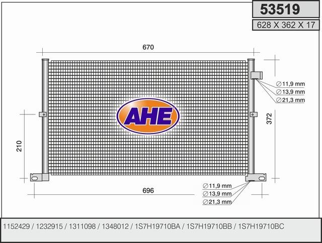 AHE 53519 Радіатор кондиціонера (Конденсатор) 53519: Купити в Україні - Добра ціна на EXIST.UA!