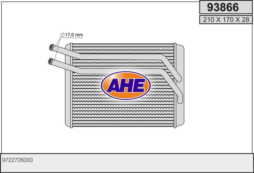 AHE 93866 Радіатор опалювача салону 93866: Купити в Україні - Добра ціна на EXIST.UA!