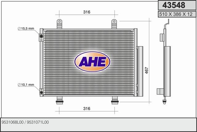 AHE 43548 Радіатор кондиціонера (Конденсатор) 43548: Купити в Україні - Добра ціна на EXIST.UA!