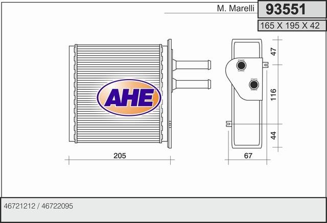 AHE 93551 Радіатор опалювача салону 93551: Купити в Україні - Добра ціна на EXIST.UA!