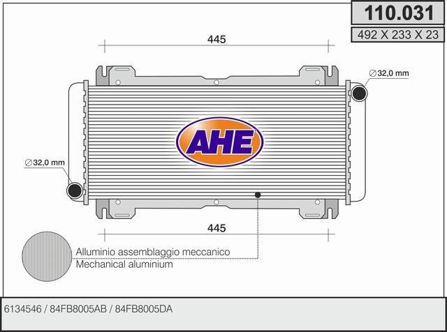 AHE 110.031 Радіатор охолодження двигуна 110031: Приваблива ціна - Купити в Україні на EXIST.UA!