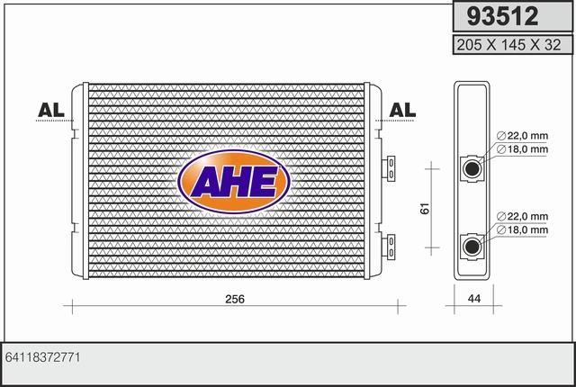 AHE 93512 Радіатор опалювача салону 93512: Купити в Україні - Добра ціна на EXIST.UA!