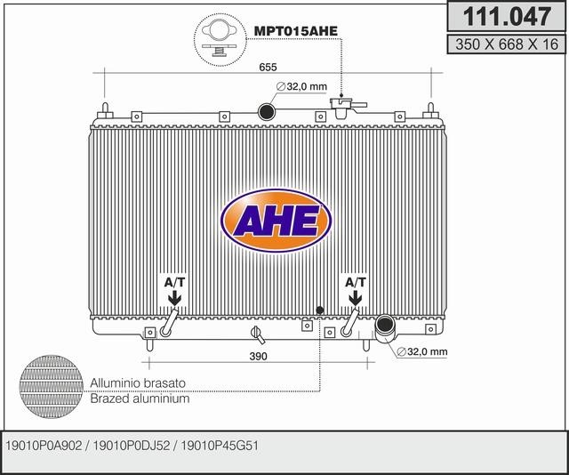 AHE 111.047 Радіатор охолодження двигуна 111047: Купити в Україні - Добра ціна на EXIST.UA!