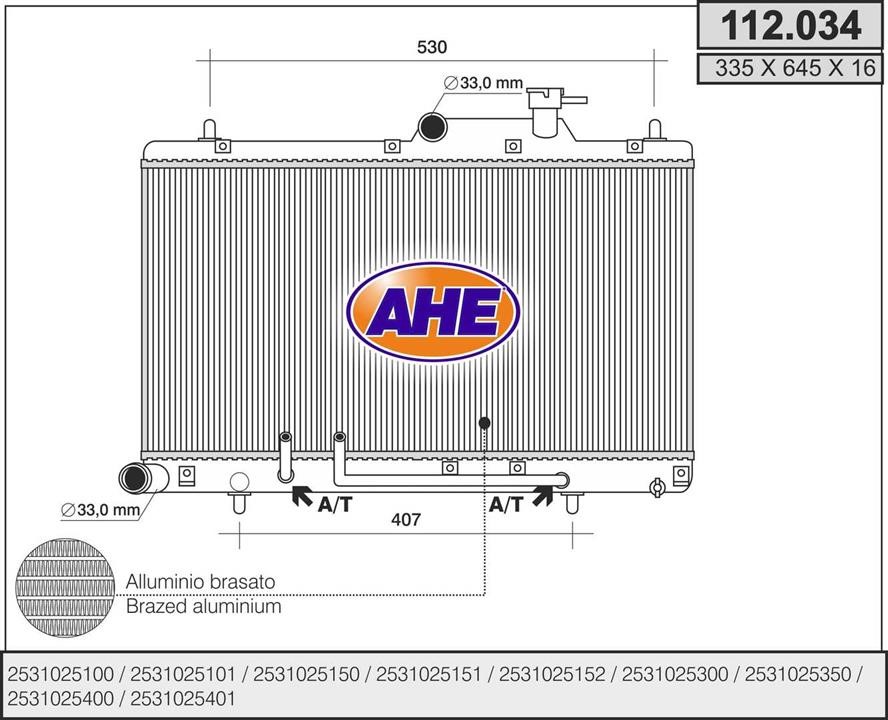 AHE 112.034 Радіатор охолодження двигуна 112034: Купити в Україні - Добра ціна на EXIST.UA!