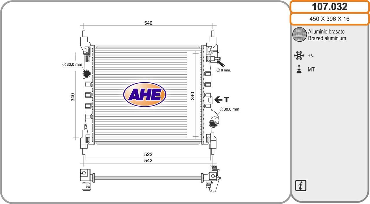 AHE 107.032 Радіатор охолодження двигуна 107032: Купити в Україні - Добра ціна на EXIST.UA!