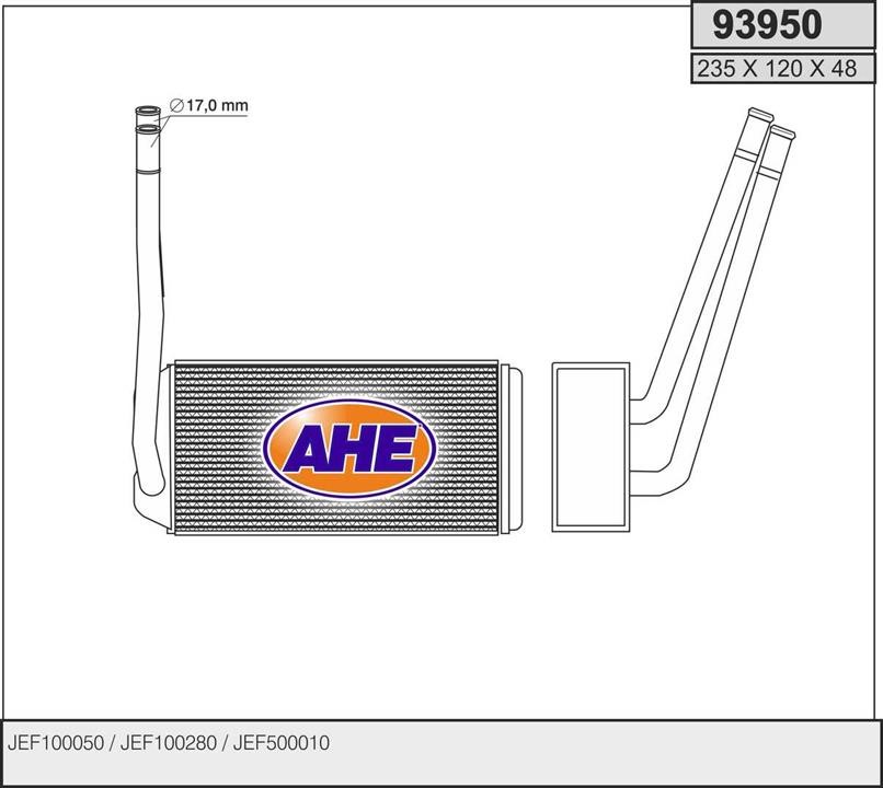 AHE 93950 Радіатор опалювача салону 93950: Купити в Україні - Добра ціна на EXIST.UA!