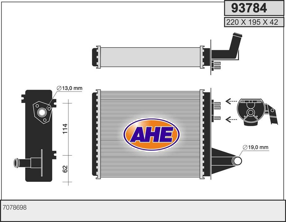 AHE 93784 Радіатор опалювача салону 93784: Купити в Україні - Добра ціна на EXIST.UA!