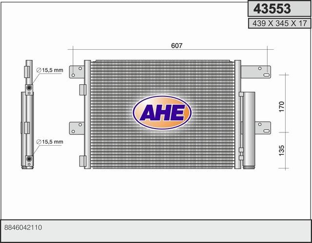 AHE 43553 Радіатор кондиціонера (Конденсатор) 43553: Приваблива ціна - Купити в Україні на EXIST.UA!