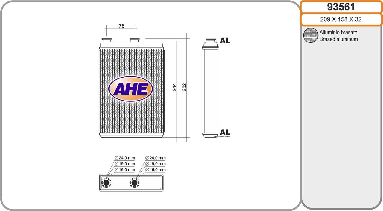 AHE 93561 Радіатор опалювача салону 93561: Купити в Україні - Добра ціна на EXIST.UA!